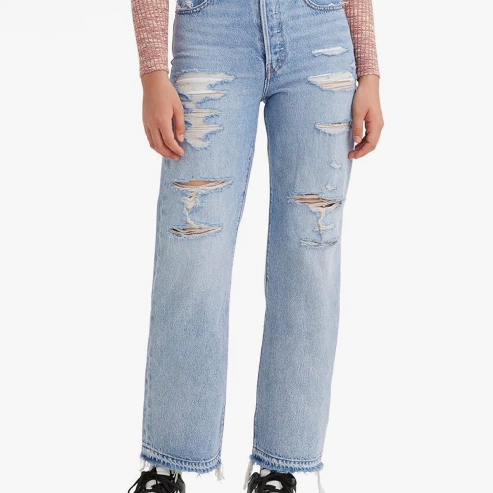 levi's ribcage straight ankle distressed jeans